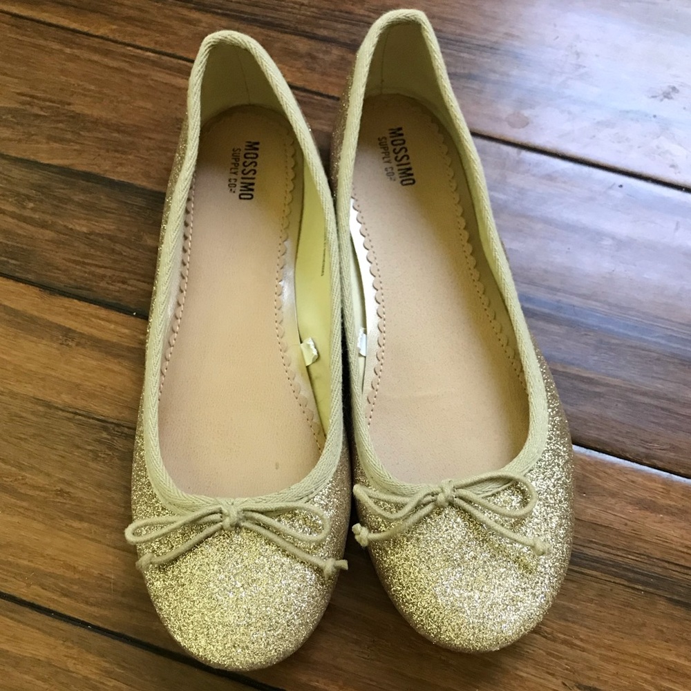 Gold glitter ballet flats from Mossimo.
